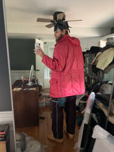 Load image into Gallery viewer, 1990s Armani Textured Iridescent Red Nylon Military Parka with Roll Hood - Size XL