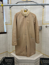 Load image into Gallery viewer, 2000s Mandarina Duck Contemporary Long Leather Padded Jacket with Faux Fur Collar - Size S
