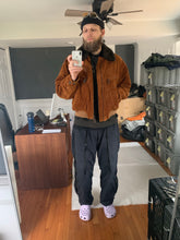 Load image into Gallery viewer, 1990s Armani Burnt Orange Corduroy B-15 Bomber Jacket with Removable Fur Collar and Articulated Shoulder Gusset - Size XL