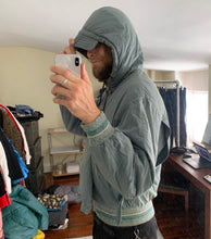 Load image into Gallery viewer, 1990s Armani Faded Olive Hooded Bomber with Modular Kangaroo Pouch - Size L