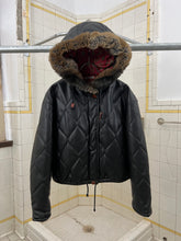 Load image into Gallery viewer, 1990s Armani Quilted Leather Cropped Jacket with Fur Hood - Size S