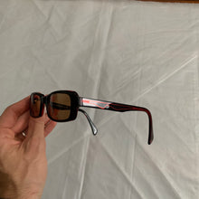 Load image into Gallery viewer, 2000s Yohji Yamamoto Black Rectangular Sunglasses with Vibrant Red Wiring - Size OS