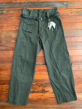 Load image into Gallery viewer, 1990s Armani Olive High Waist Military Trousers with Zipper Hems - Size M