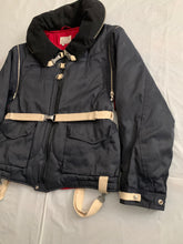 Load image into Gallery viewer, 1990s Armani Navy Pillow Neck Bondage Jacket with Removable Sleeves - Size L