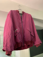 Load image into Gallery viewer, 1990s Armani Iridescent Magenta Linen Bomber with Cuff Detailing - Size S