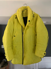 Load image into Gallery viewer, aw1993 Issey Miyake Quilted Yellow Nylon Moto Parka with Wrap Neck and Packable Hood - Size L