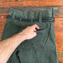 Load image into Gallery viewer, 1990s Armani Olive High Waist Military Trousers with Zipper Hems - Size M