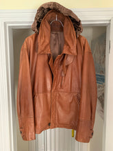 Load image into Gallery viewer, aw1992 Issey Miyake Leather Pillow Neck Flight Jacket with Packable Hood - Size XL