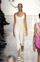 Load image into Gallery viewer, ss2004 Issey Miyake Futuristic Deformed Pink Neoprene Backpack / Tote Bag with Transparent Piping Trim - Size OS