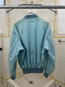 1980s Armani Baby Blue Light Cotton Cropped Bomber with Tonal Piping - Size L