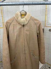 Load image into Gallery viewer, 2000s Mandarina Duck Contemporary Long Leather Padded Jacket with Faux Fur Collar - Size S