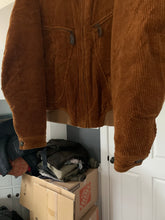 Load image into Gallery viewer, 1990s Armani Burnt Orange Corduroy B-15 Bomber Jacket with Removable Fur Collar and Articulated Shoulder Gusset - Size XL
