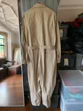 Load image into Gallery viewer, 1990s Armani Light Khaki Belted Military Flight Jumpsuit - Size M