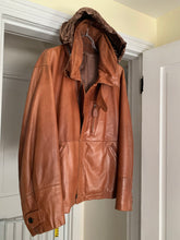 Load image into Gallery viewer, aw1992 Issey Miyake Leather Pillow Neck Flight Jacket with Packable Hood - Size XL