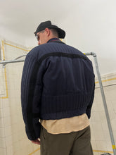 Load image into Gallery viewer, 1980s Armani Padded Navy Cropped Bomber with Black Contrast Trim Detailing - Size L