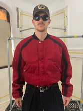Load image into Gallery viewer, 1980s Armani Heavy Red Cotton Cropped Bomber with Black Contrast Trim Detailing - Size XL