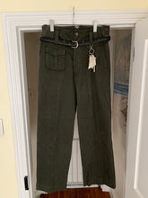 Load image into Gallery viewer, 1990s Armani Olive High Waist Military Trousers with Zipper Hems - Size M