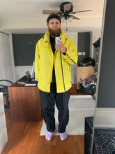 Load image into Gallery viewer, aw1993 Issey Miyake Quilted Yellow Nylon Moto Parka with Wrap Neck and Packable Hood - Size L