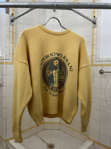 1980s Armani Faded Yellow Panda Graphic Sweater - Size M