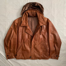 Load image into Gallery viewer, aw1992 Issey Miyake Leather Pillow Neck Flight Jacket with Packable Hood - Size XL