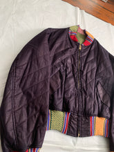 Load image into Gallery viewer, ss1993 Yohji Yamamoto Quilted Cropped Bomber with Ethnic Knitted Ribbing Details - Size OS