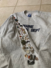 Load image into Gallery viewer, ss2021 Per Gotesson Slashed Vintage "Maine Athletic Dept." Crewneck with Vintage Jewelry - Size L/XL