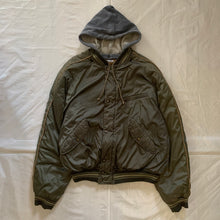 Load image into Gallery viewer, 1990s Armani Olive Nylon Bomber Jacket with Removable Hood - Size S
