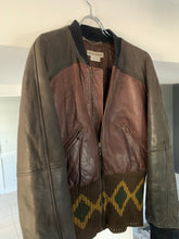 Load image into Gallery viewer, 1990s Armani Cropped Leather Bomber Jacket with Exaggerated Ribbing Hem - Size M