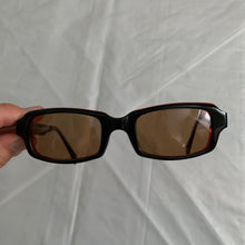 Load image into Gallery viewer, 2000s Yohji Yamamoto Black Rectangular Sunglasses with Vibrant Red Wiring - Size OS
