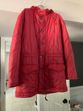 Load image into Gallery viewer, 1990s Armani Textured Iridescent Red Nylon Military Parka with Roll Hood - Size XL