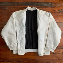 Load image into Gallery viewer, 1980s Issey Miyake White Dual Backzip Heavy Cotton Bomber Jacket with Asymmetric Closure - Size XL