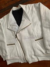 Load image into Gallery viewer, 1980s Issey Miyake White Dual Backzip Heavy Cotton Bomber Jacket with Asymmetric Closure - Size XL