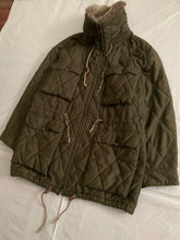 Load image into Gallery viewer, 1990s Armani Olive Quilted M65 Field Jacket with Fur Collar - Size M