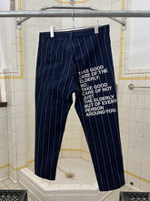 Load image into Gallery viewer, ss2002 Junya Watanabe Pinstripe Navy Poem Pants - Size M