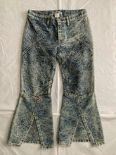 Load image into Gallery viewer, ss2007 Issey Miyake Rose Embossed Paneled Flared Denim Pants - Size XS