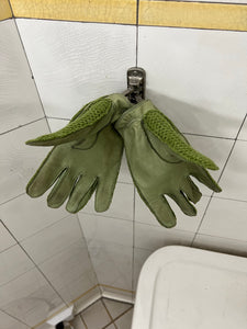 1980s Armani Tonal Green Gloves - Size M