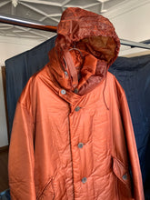 Load image into Gallery viewer, aw1994 Issey Miyake Translucent Burnt Orange Oversize Long Coat with Packable Hood - Size L