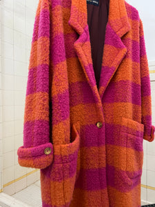 1980s Armani Plaid Boiled Wool Overcoat - Size M