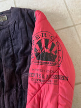 Load image into Gallery viewer, 1990s Armani Modular Hunting Jacket with Purple Corduroy Base and Red Quilted Nylon Sleeves - Size L