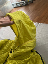 Load image into Gallery viewer, aw1993 Issey Miyake Quilted Yellow Nylon Moto Parka with Wrap Neck and Packable Hood - Size L