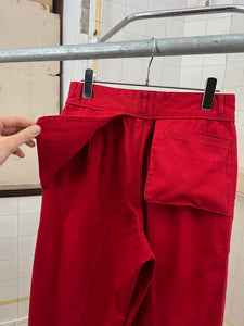1970s Issey Miyake Red Inside-Out Flap Pocket Trousers - Size S