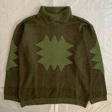 Load image into Gallery viewer, 1980s Issey Miyake Green Wool Turtleneck Sweater with Embossed Graphic - Size L