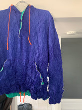 Load image into Gallery viewer, aw1999 Issey Miyake Blue Crinkled Bungee Pullover Packable Hoodie - Size M