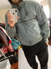 Load image into Gallery viewer, 1990s Armani Faded Olive Hooded Bomber with Modular Kangaroo Pouch - Size L