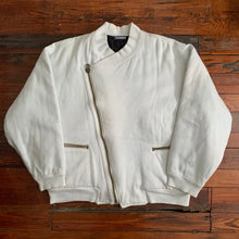 Load image into Gallery viewer, 1980s Issey Miyake White Dual Backzip Heavy Cotton Bomber Jacket with Asymmetric Closure - Size XL