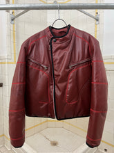 Load image into Gallery viewer, 2000s Armani Padded Faux Leather Red Moto Jacket - Size M