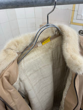 Load image into Gallery viewer, 2000s Mandarina Duck Contemporary Long Leather Padded Jacket with Faux Fur Collar - Size S