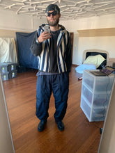 Load image into Gallery viewer, 1990s Armani Navy Pinstripe Oversized Hooded Vest - Size XL