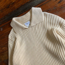 Load image into Gallery viewer, 1990s Yohji Yamamoto Hand Painted White Stripe Beige Wool Sweater - Size M