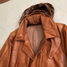 Load image into Gallery viewer, aw1992 Issey Miyake Leather Pillow Neck Flight Jacket with Packable Hood - Size XL